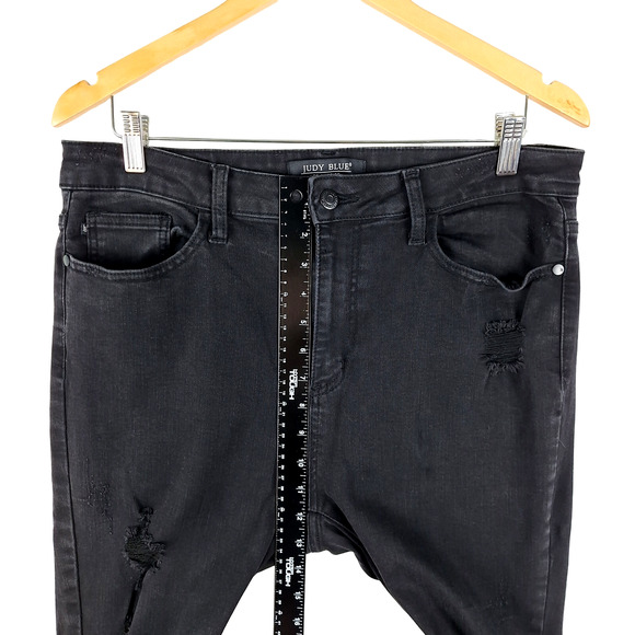 Judy Blue Jeans 15/32 Skinny Distressed Goth Grunge High Rise Casual Frayed Hem - Picture 4 of 8